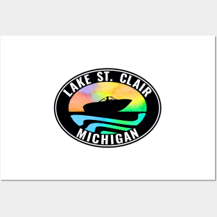 Lake Saint Clair Michigan Laptop Bumper Boat Boating Fishing St. Posters and Art